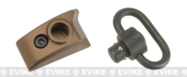 G&P CNC Aluminum Keymod Thumb Stop w/ QD Sling Swivel (Color: Sand / Right Hand)