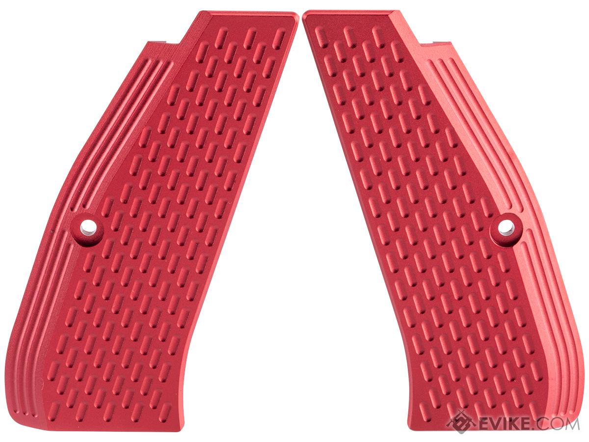KJW Aluminum Grip Panels for ASG SP-01 Gas Blowback Airsoft Pistols (Color: Red)