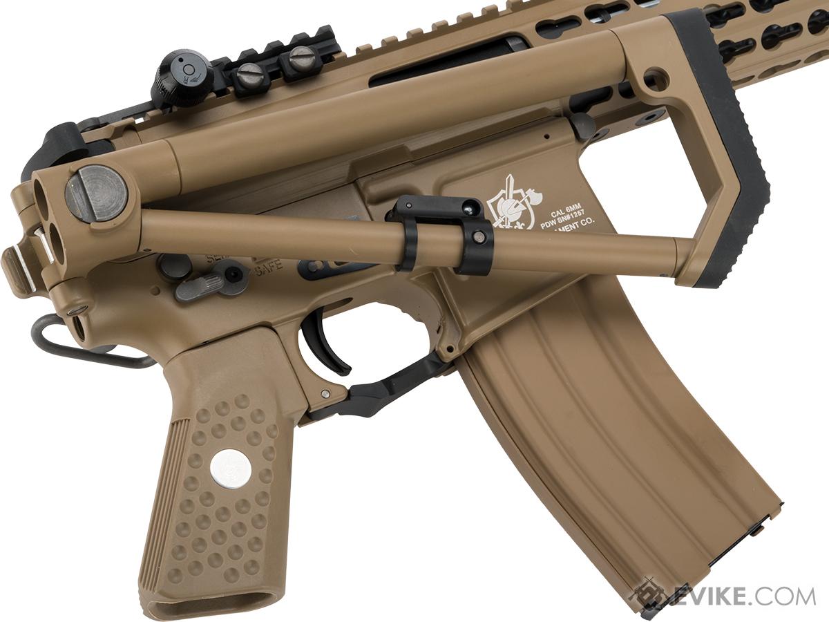 Emg Knights Armament Airsoft Pdw M2 Compact Gas Blowback Airsoft Rifle Model Tan With Green 9188