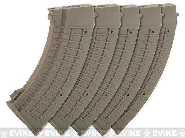 King Arms AK 110 rounds Thermal Style Mid-Cap Magazine (Color: Dark Earth / Set of 5 Magazines)