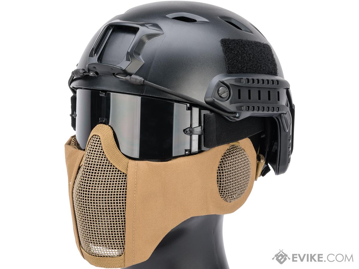 Matrix Carbon Striker Mesh Mask w/ Integrated Mesh Ear Protection (Color: Tan)