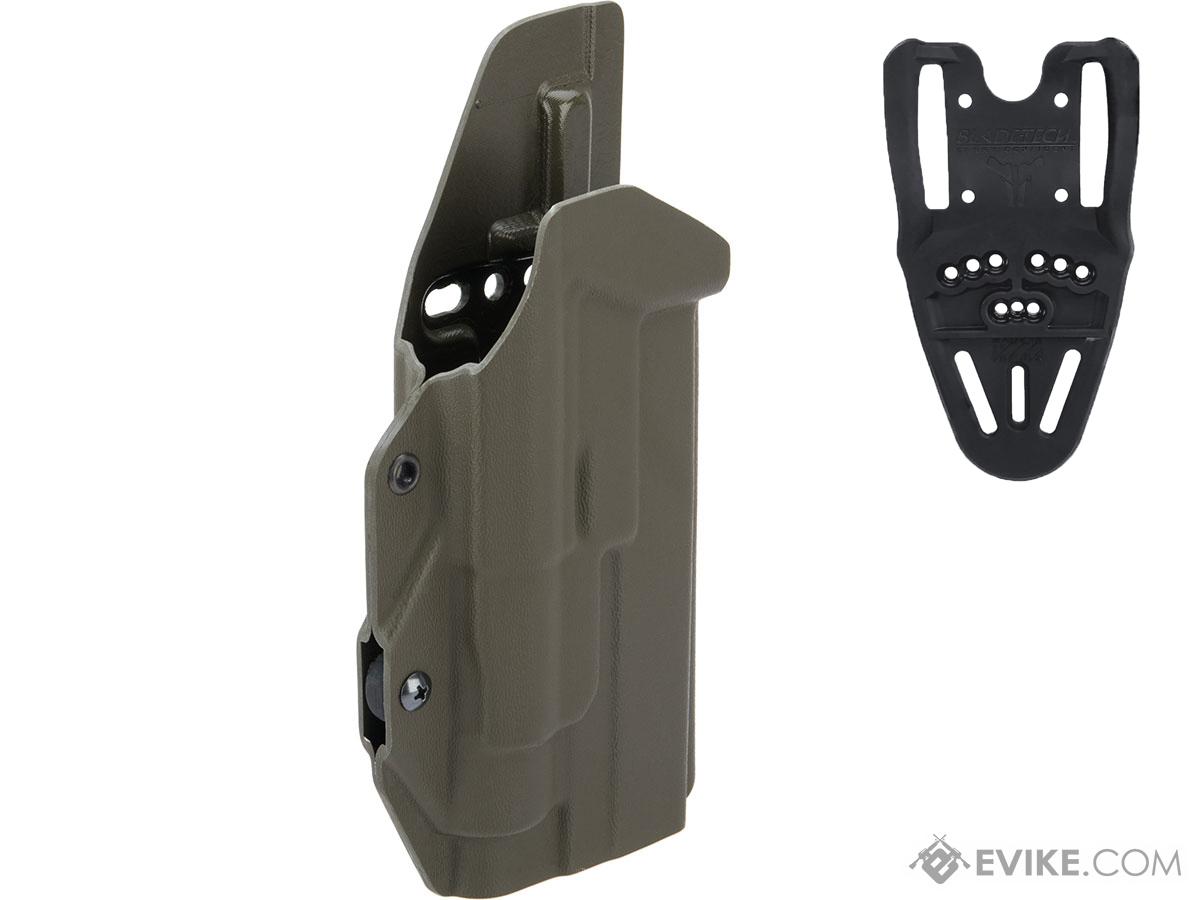 MC Kydex Airsoft Elite Series Pistol Holster for Glock 19/17/22/33 w/ TLR-1 Flashlight (Model: OD Green / Duty Drop / Right Hand)
