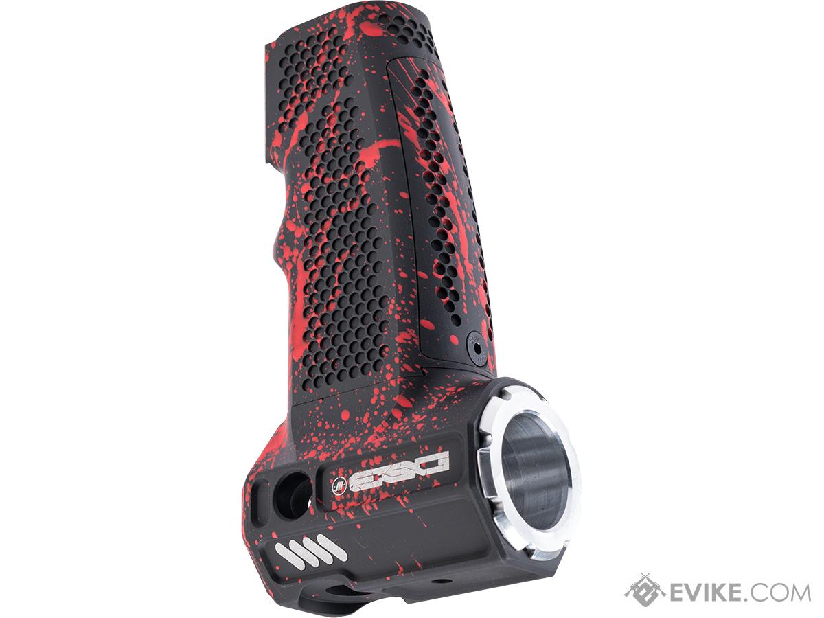 Monk Customs CNC Aluminum ESG Competitive Bulge Tank Grip for Wolverine Regulators (Color: Black-Red Splatter)