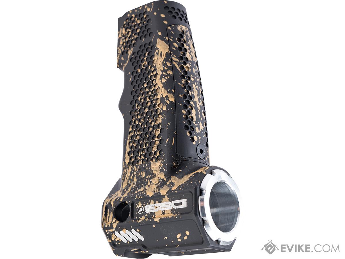 Monk Customs CNC Aluminum ESG Competitive Bulge Tank Grip for Wolverine Regulators (Color: Black-Gold Splatter)