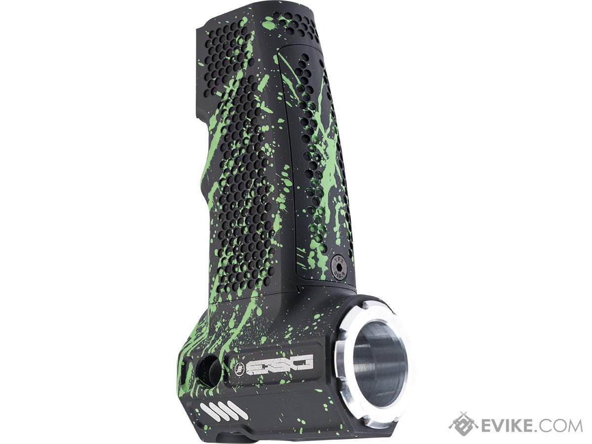 Monk Customs CNC Aluminum ESG Competitive Bulge Tank Grip for Wolverine Regulators (Color: Black-Green Splatter)