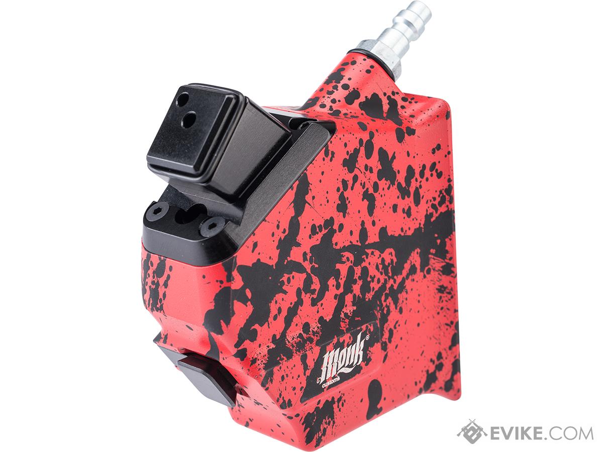 Monk Customs CNC HPA to M4 Magazine Angled M-Adapter for AAP-01 Gas Blowback Airsoft Pistols (Color: Red-Black Splatter)