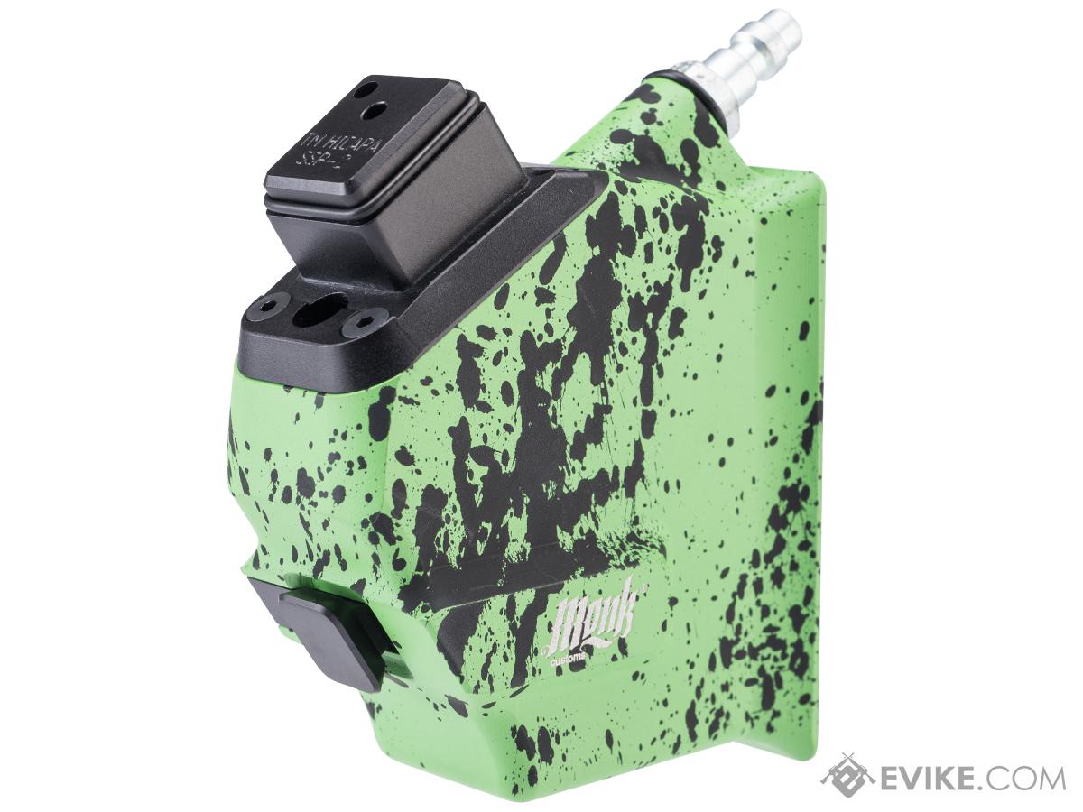 Monk Customs CNC HPA to M4 Magazine Angled M-Adapter for HI-CAPA Gas Blowback Airsoft Pistols (Color: Green-Black Splatter)