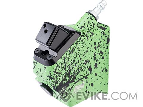 Monk Customs CNC HPA to M4 Magazine Angled M-Adapter for AAP-01 Gas Blowback Airsoft Pistols (Color: Green-Black Splatter)