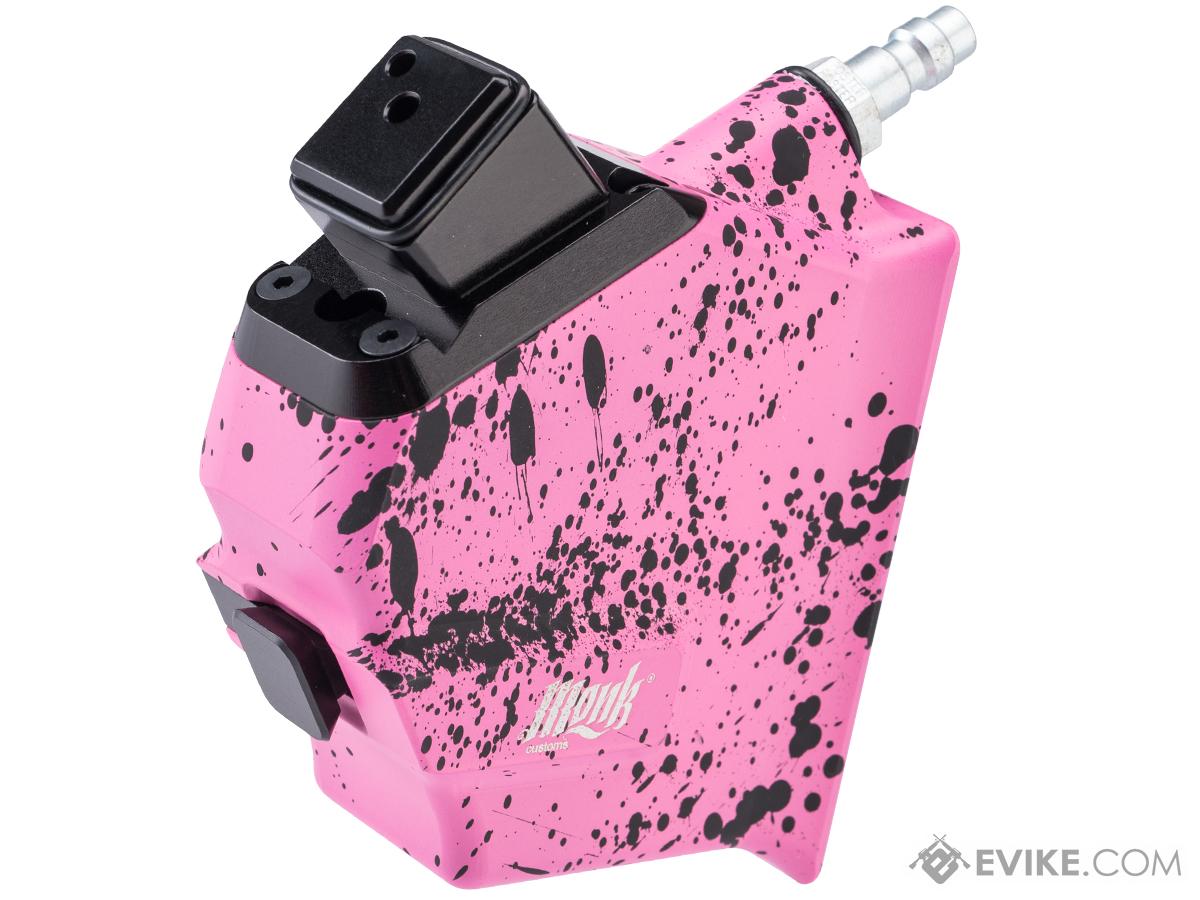 Monk Customs CNC HPA to M4 Magazine Angled M-Adapter for GLOCK Gas Blowback Airsoft Pistols (Color: Pink-Black Splatter)