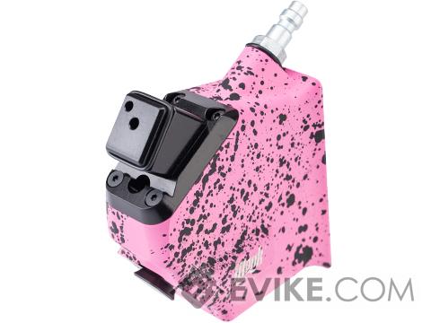 Monk Customs CNC HPA to M4 Magazine Angled M-Adapter for AAP-01 Gas Blowback Airsoft Pistols (Color: Pink-Black Splatter)