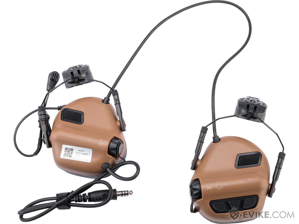 Earmor M32HC MOD3 Tactical Communications Headset w/ M16C ARC FAST MT Helmets Adapters  (Color: Coyote Brown)