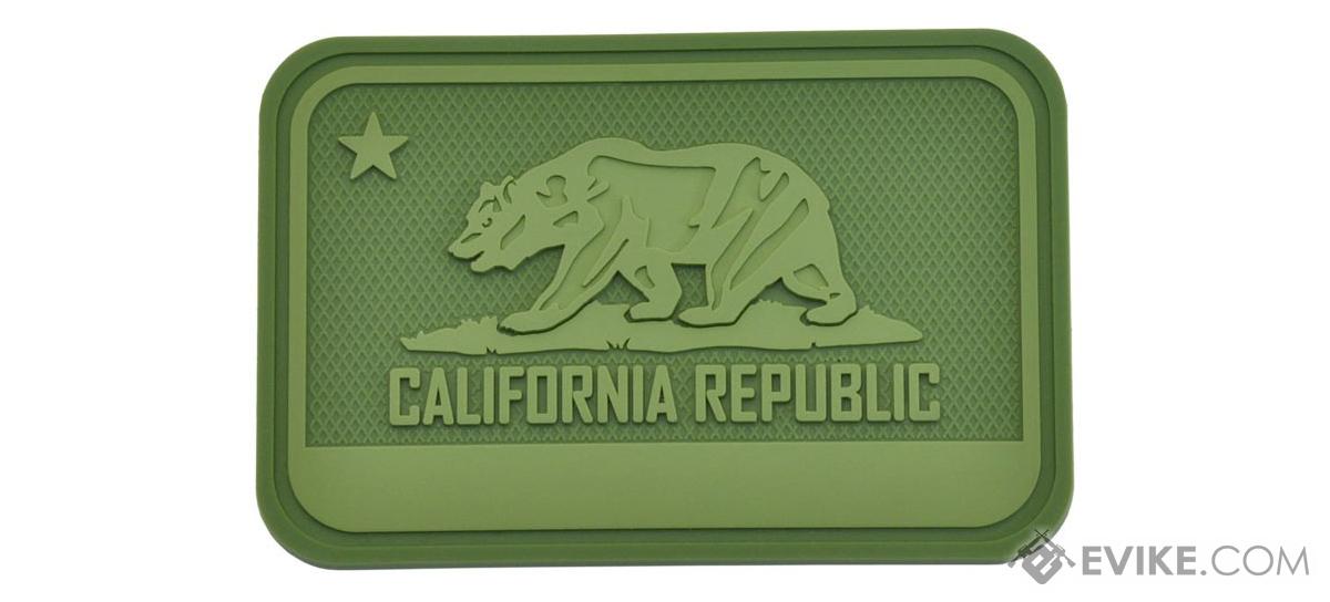 Hazard 4 California Bear Flag Rubber Hook and Loop Patch (Color: OD Green)