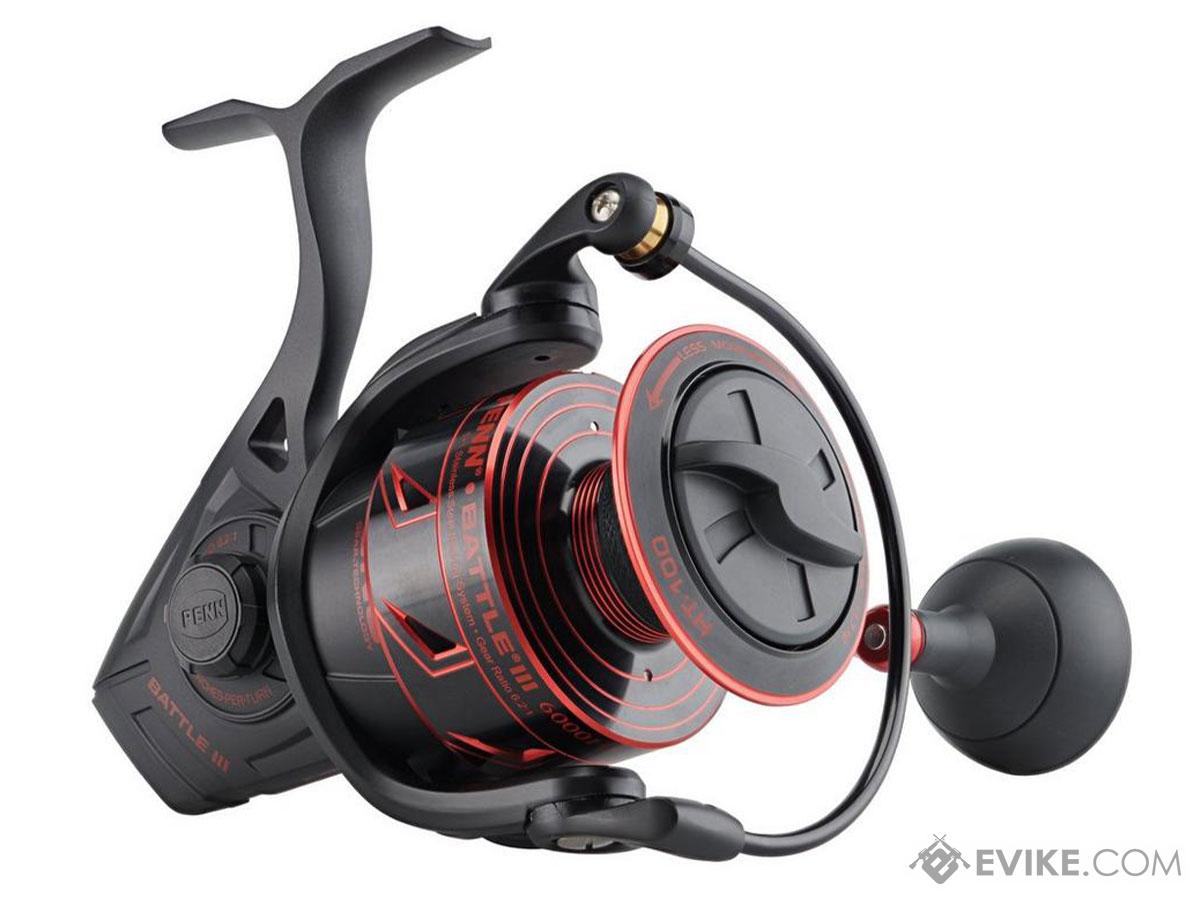 Penn Battle III Ambidextrous Reversible Spinning Fishing Reel (Model: Red Black / BTLIII6000HS)