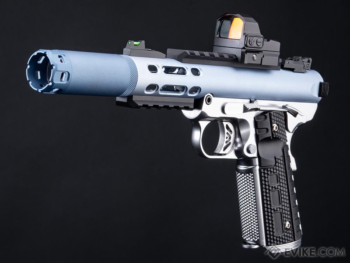 WE-Tech Galaxy 1911 Gas Blowback Airsoft Pistol (Color: Blue Slide / Silver Frame / Type A Slide / Tracer Package)