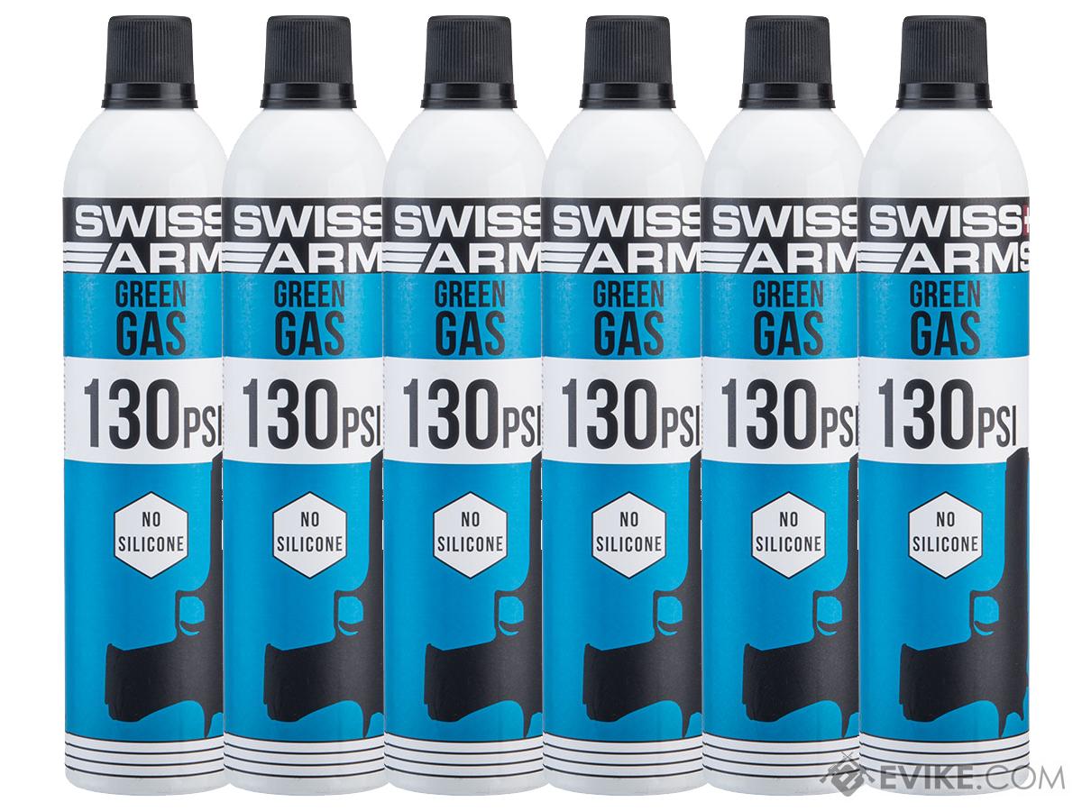 Swiss Arms Green Gas Bottle (Model: Non-Lubricated / 760ml / 130 PSI / Pack of 6)