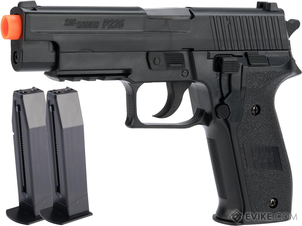 SIG Sauer Licensed P226 Spring Powered Airsoft Pistol (Color: Black / Add 2x Spare Magazines)