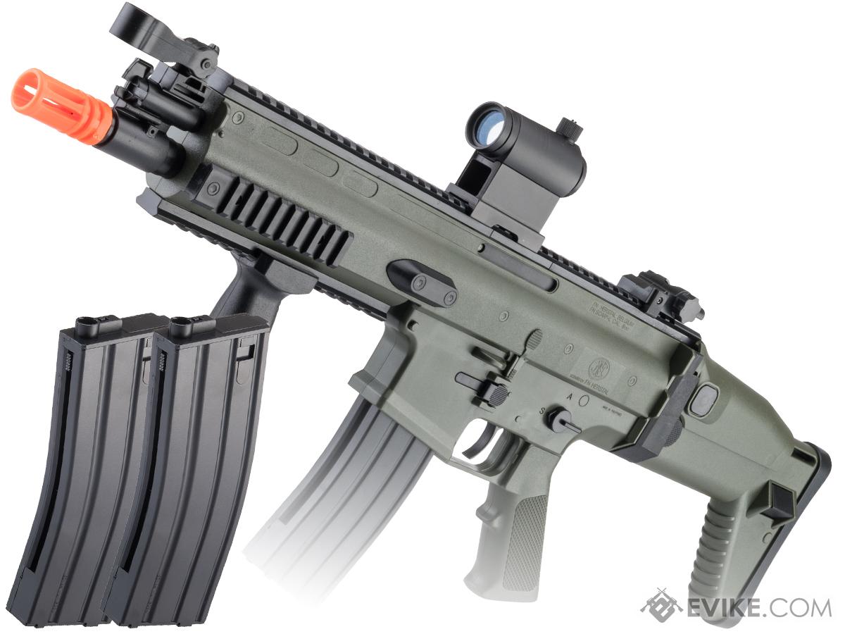 Cybergun SCAR-L Licensed Full Size Spring Powered Airsoft Rifle (Color: Ranger Green / Add 2x Spare Magazines)