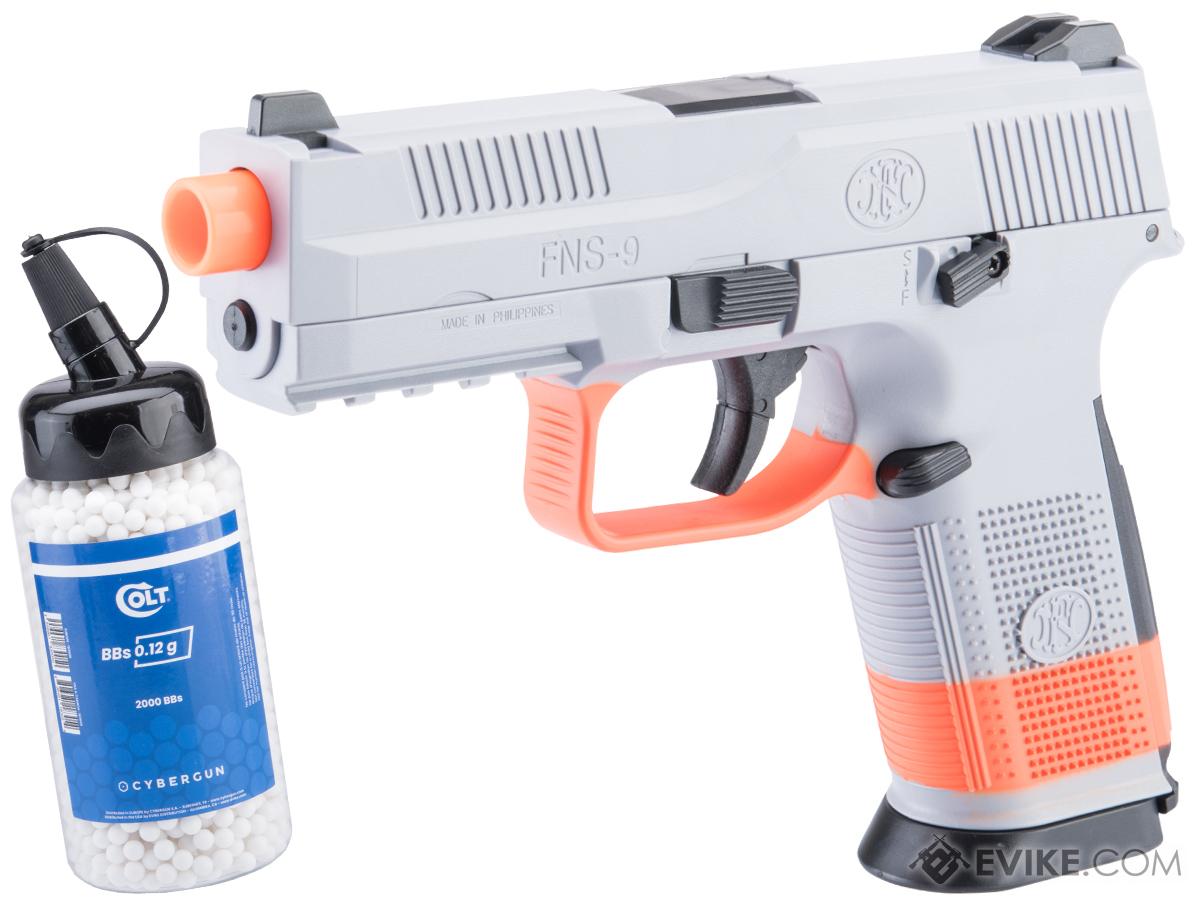 FN Herstal FNS-9 Airsoft Spring Pistol by CyberGun (Color: Wolf Grey - SB199 Orange / Add 2000 BBs)