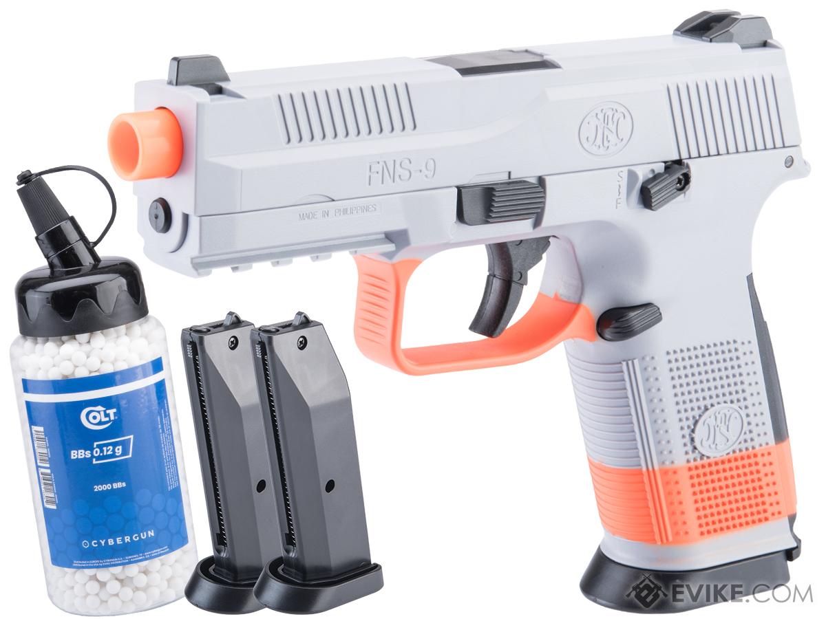 FN Herstal FNS-9 Airsoft Spring Pistol by CyberGun (Color: Wolf Grey - SB199 Orange / Reload Package)