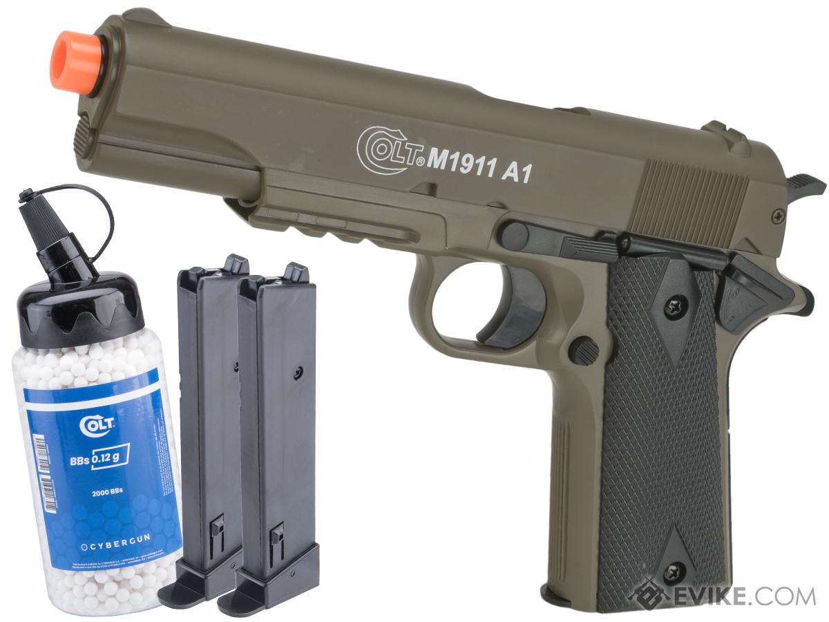 Cybergun Colt Licensed M1911A1 Full Size Airsoft Spring Pistol w/ Metal Slide (Color: Tan / Reload Package)