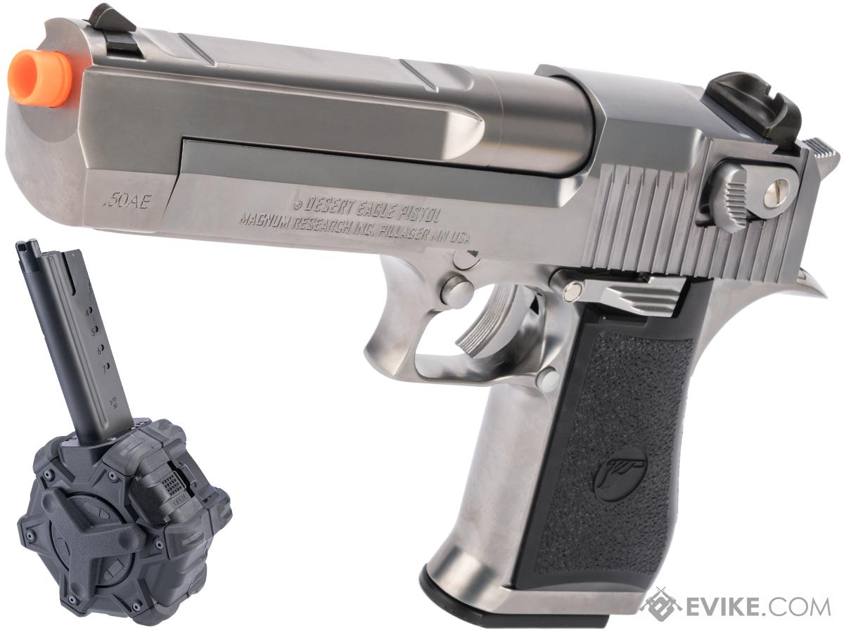 WE-Tech Desert Eagle .50 AE Gas Blowback Airsoft Pistol by Cybergun (Color: Chrome / Green Gas / Add Drum Magazine)