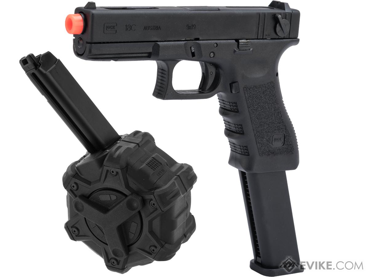 Elite Force Fully Licensed GLOCK 18C Select Fire Semi / Full Auto Gas  Blowback Airsoft Pistol w/ Extended Mag (Type: Green Gas / Why Reload?  Package), Airsoft Guns, Gas Airsoft Pistols 
