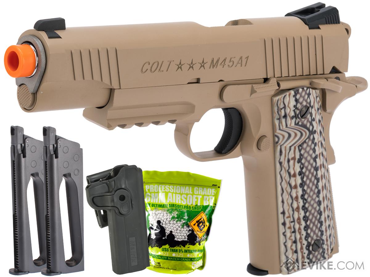 Colt Licensed 1911 Tactical Full Metal Co2 Airsoft Gas Blowback Pistol By Kwc Model Desert Sand Carry Package Airsoft Guns Gas Airsoft Pistols Evike Com Airsoft Superstore