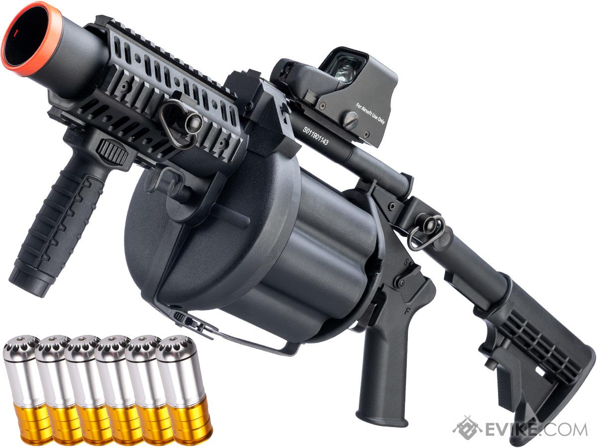 ICS MGL Full Size Airsoft Revolver Grenade Launcher (Color Black + 6