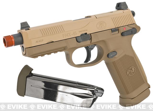 Cybergun FN Herstal Licensed FNX-45 Tactical Airsoft Gas Blowback Pistol by VFC (Color: Dark Earth / Add Extra Magazine)