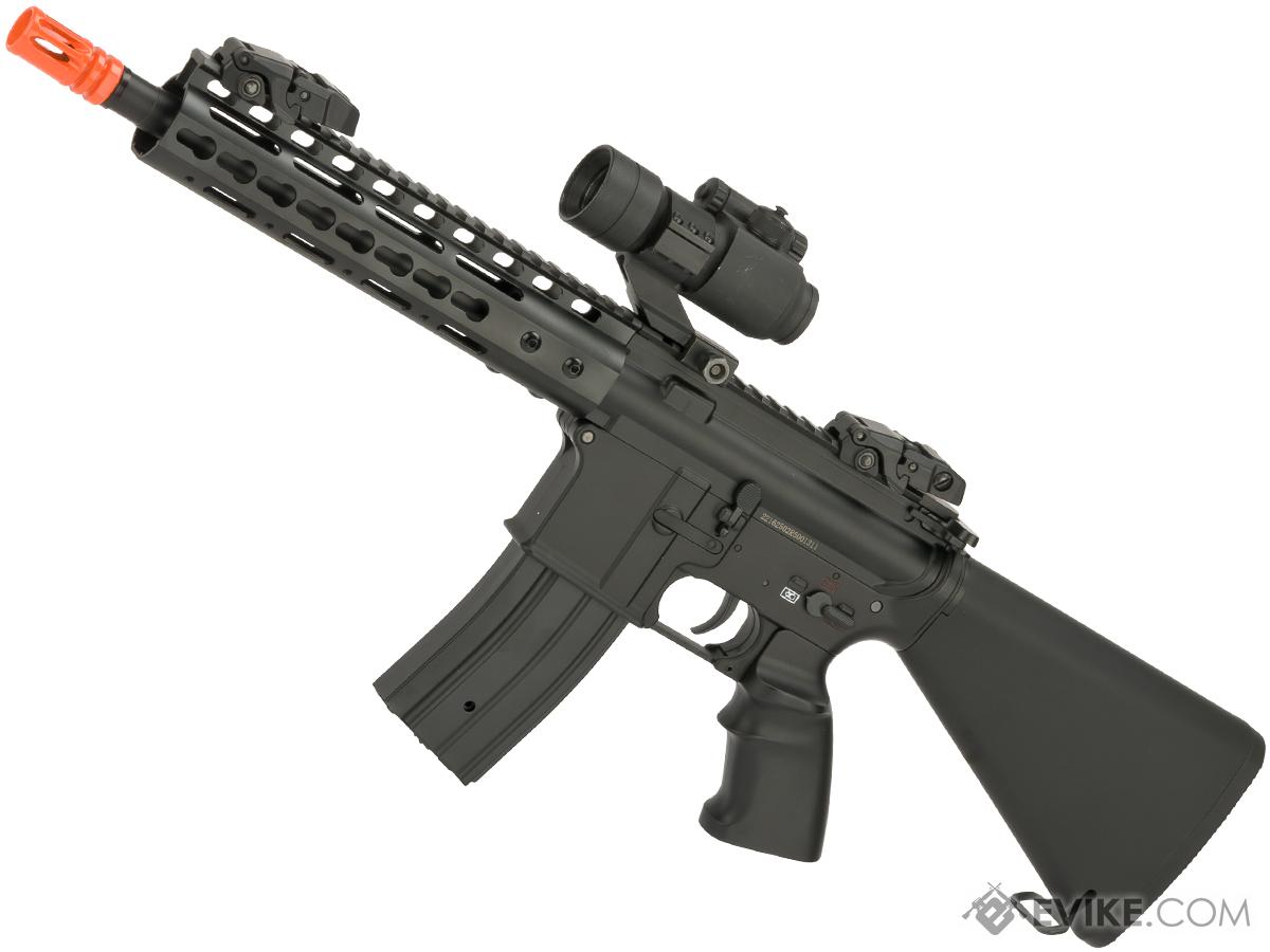 Jg Golden Eagle 5636 9 M4 Airsoft Aeg With Keymod Handguard And Stubby Fixed Stock Package Black Gun Only