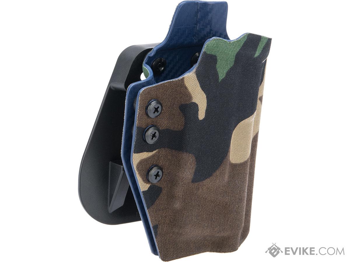 QVO Tactical Secondary OWB Kydex Holster for EMG Hudson H9 Series (Color: Woodland)