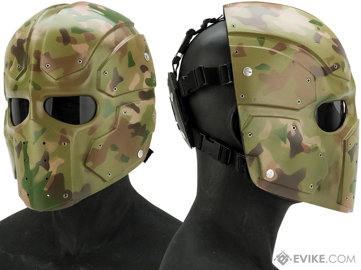 Evike.com R-Custom Raven Fiberglass Mask (Color: Woodland Camo / Smoked ...