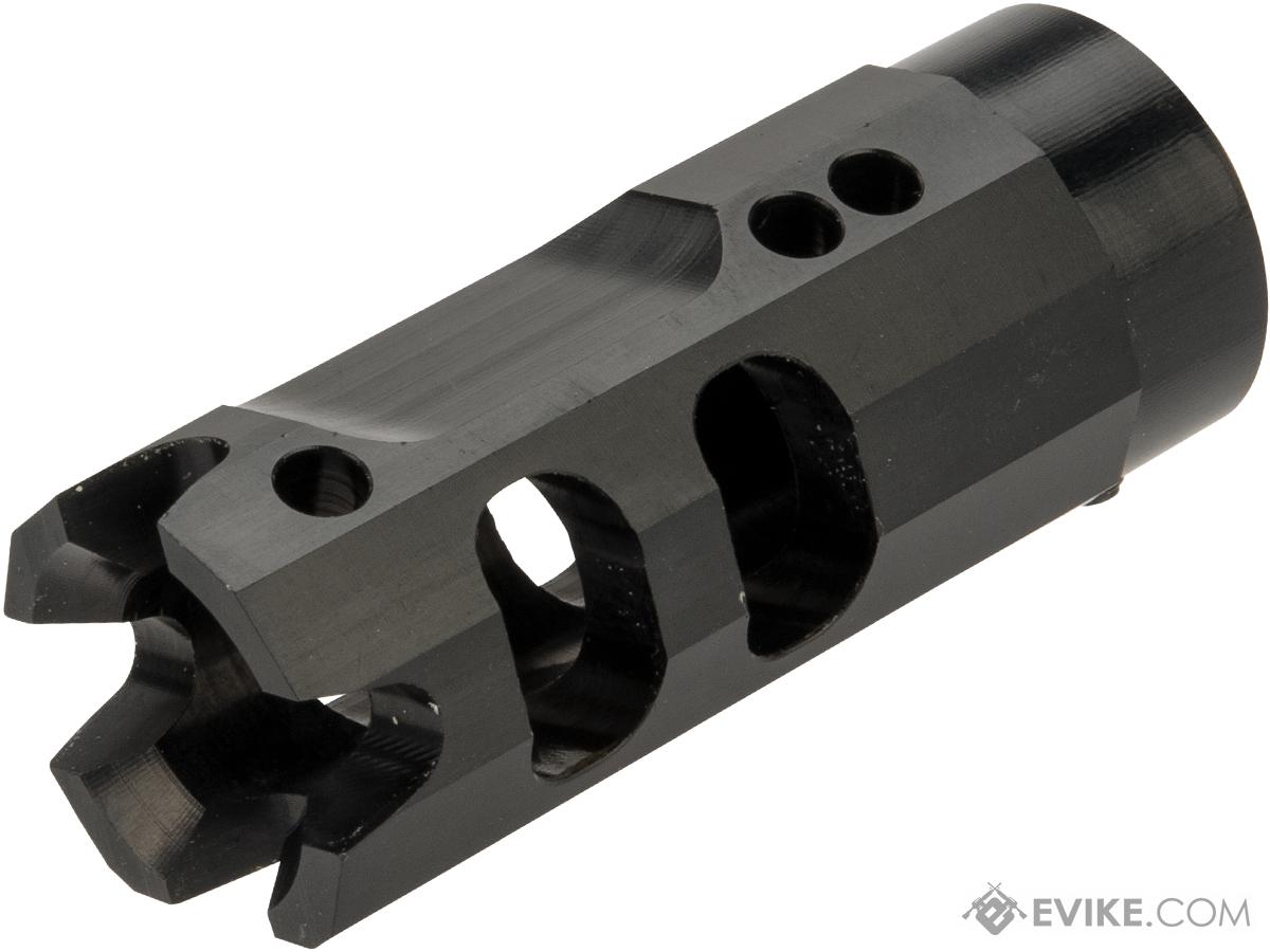 Retro Arms CNC Machined Aluminum Muzzle Brake for Airsoft Barrels (Color: Black / 14mm+ Type A)