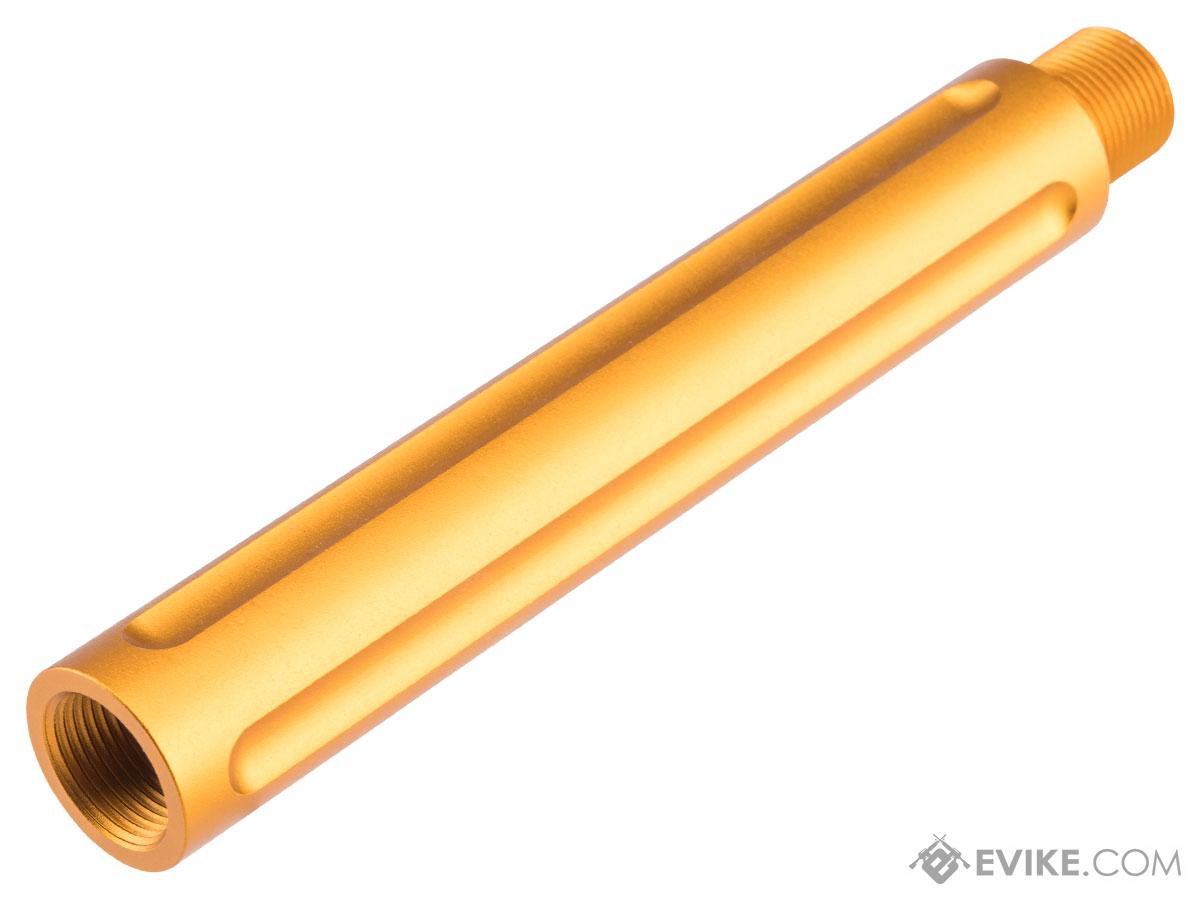 Slong Airsoft 14mm Negative Outer Barrel Extension (Model: Fluted / 117mm / Gold)