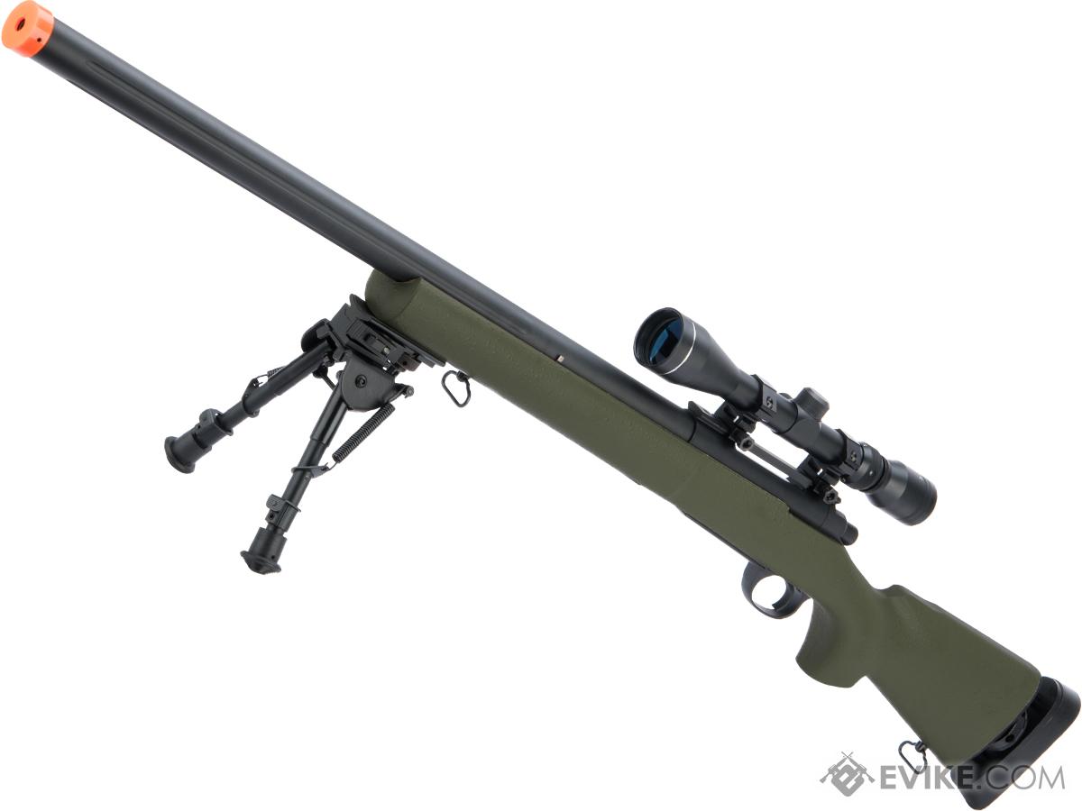 Snow Wolf US Army Style M24 Airsoft Bolt Action Scout Sniper Rifle w/ Fluted Barrel (Color: OD Green / 600FPS + Scope)