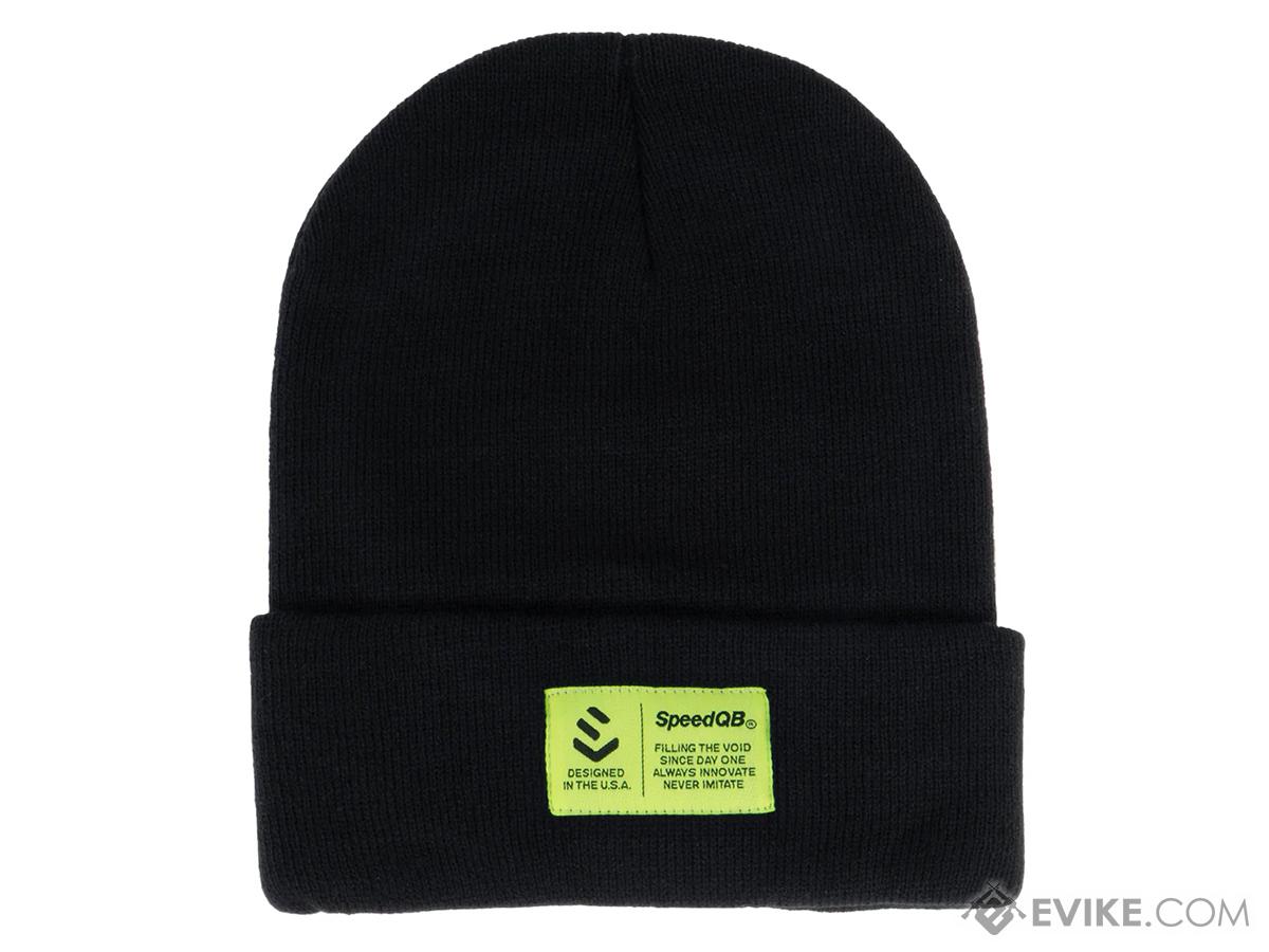 SpeedQB Woven Adjustable Cuff Beanie (Color: Black / Green Tag)