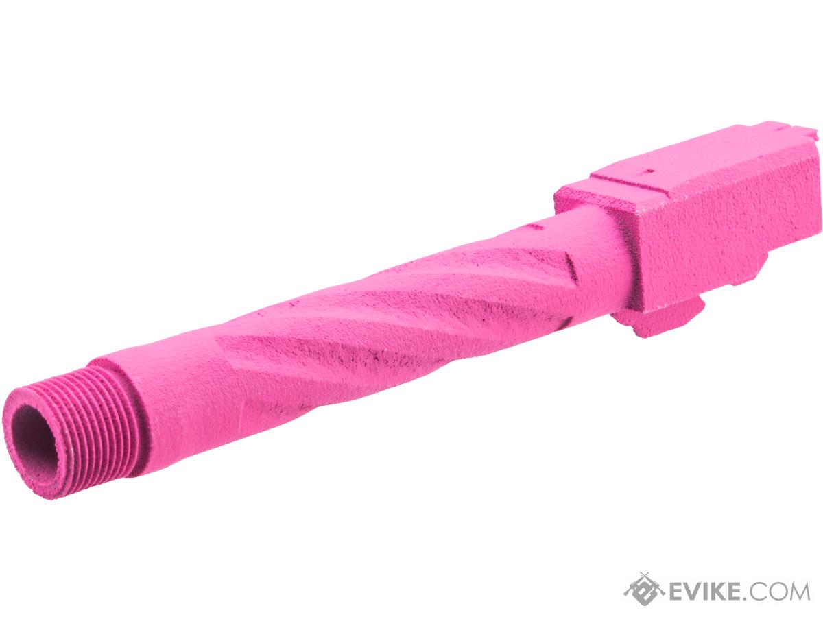 Tapp Airsoft 3D Printed Threaded Barrel w/ Custom Cerakote for Elite Force GLOCK 17 Gas Blowback Airsoft Pistols (Color: Prison Pink)