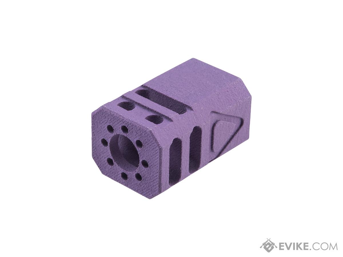 Tapp Airsoft 3D Printed 14mm Negative Blaster Compensator w/ Custom Cerakote for Gas Blowback Airsoft Pistols (Color: Bright Purple)