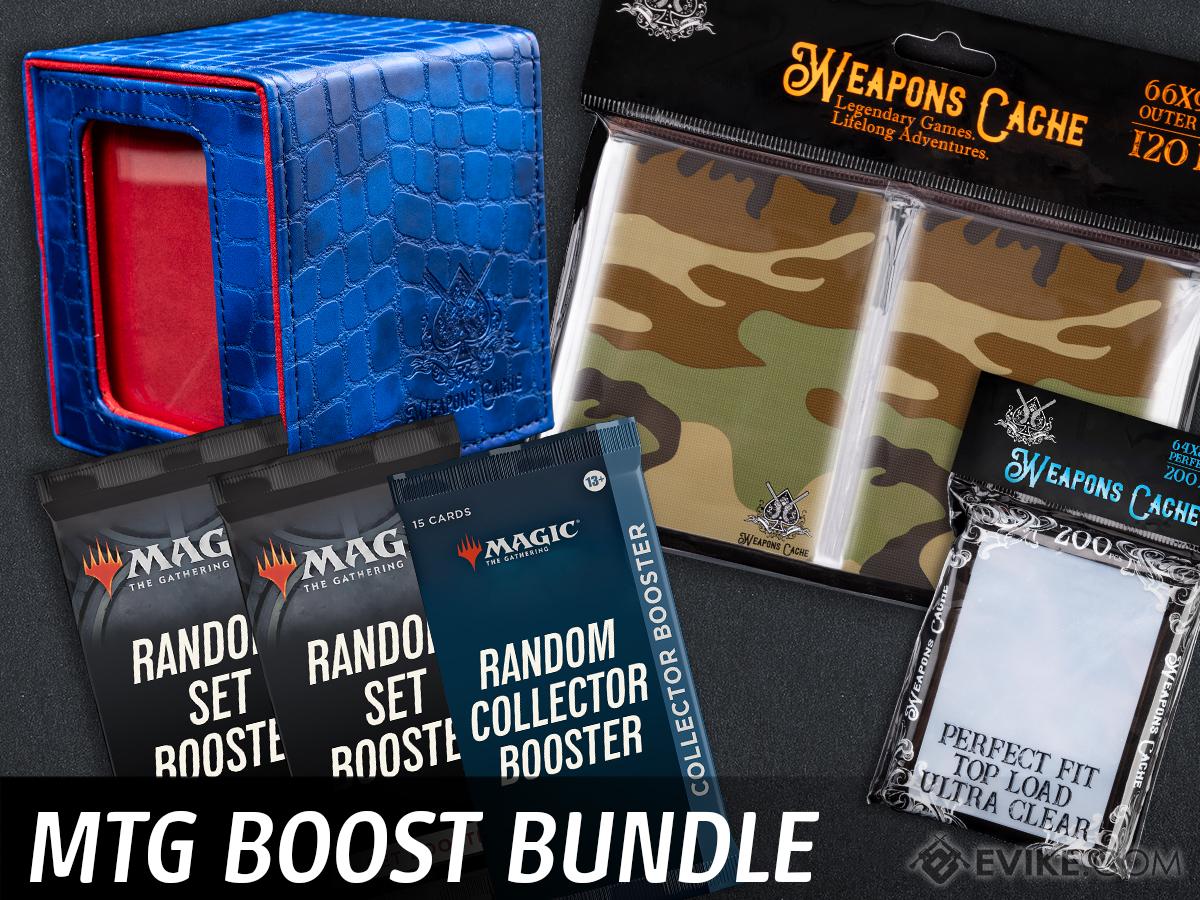 Weapons Cache Boost Bundle featuring Magic: The Gathering Booster Packs (Color: Blue Deck Box)