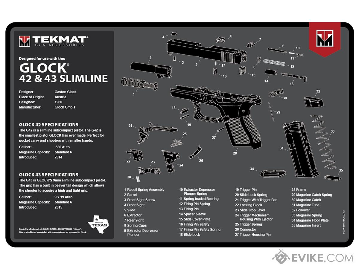 TekMat Armorer's Bench Gun Cleaning Mat (Model: GLOCK® 42 & 43)