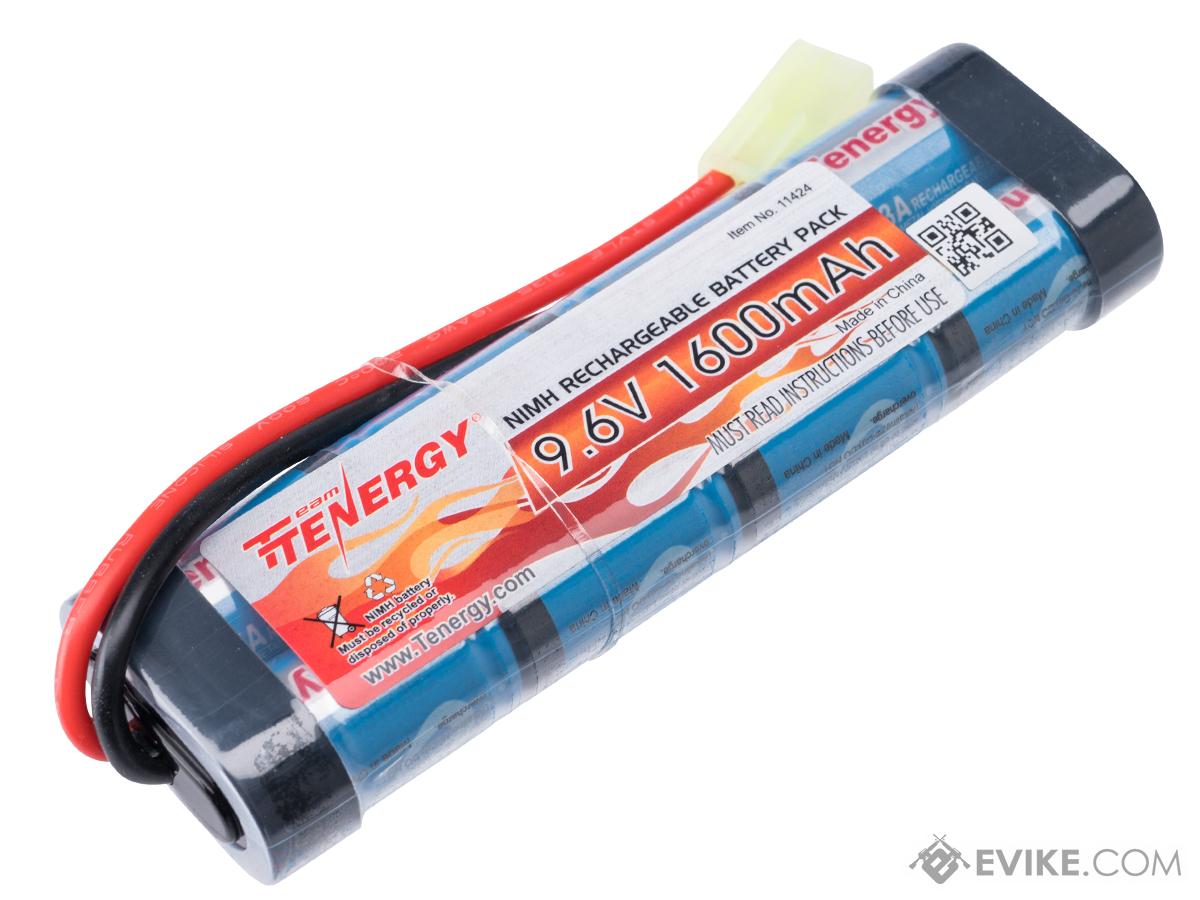 Tenergy 9.6V 1600mAh High Power Small Type Airsoft NiMH Battery (Model: Small Tamiya / Battery & Charger)