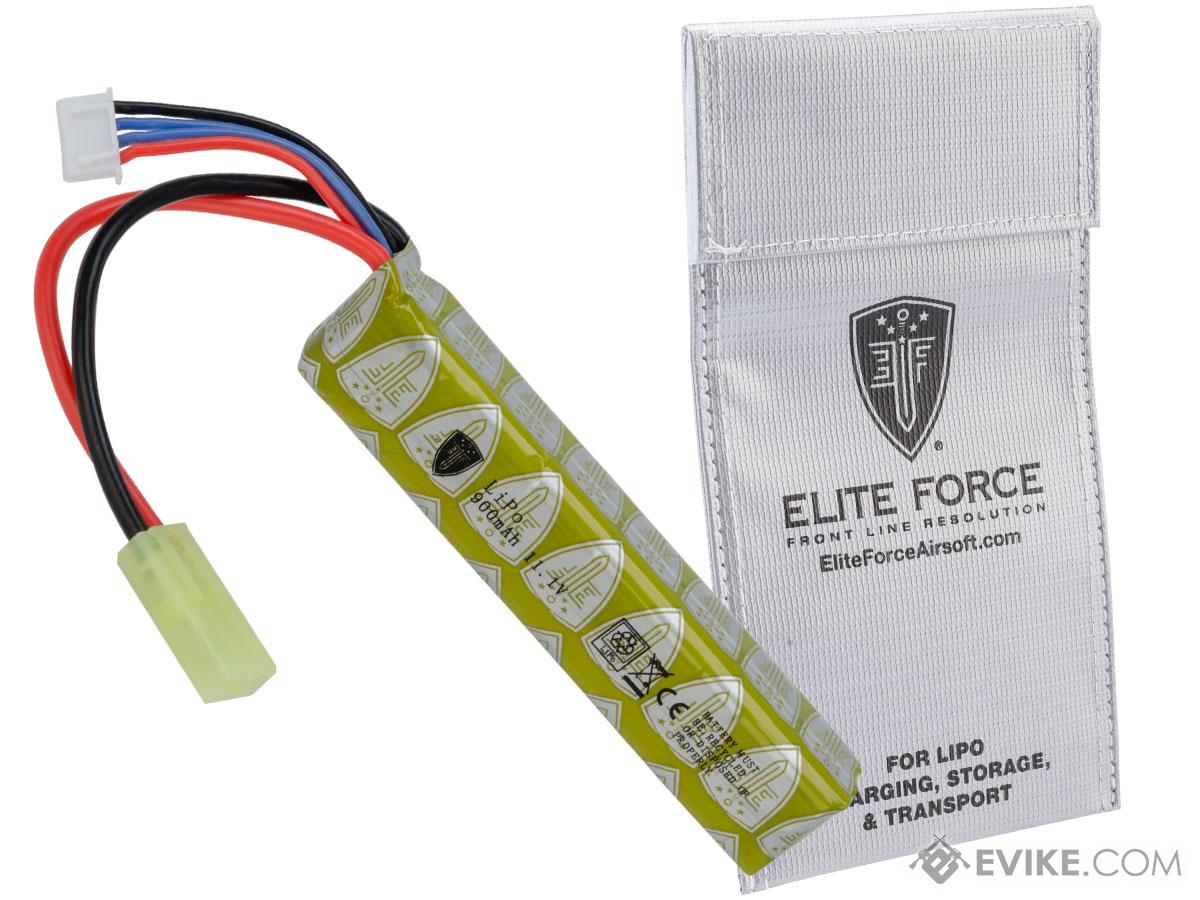 Elite Force 11.1V LiPo 900mAh 15C Brick Battery w/ LiPo Charging Safety Bag (Connector: Small Tamiya)