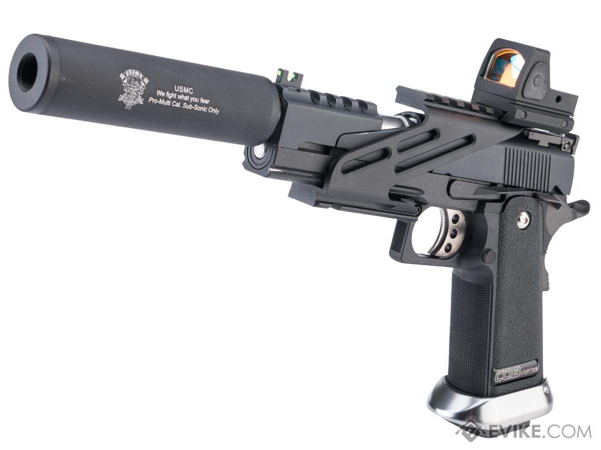 WE-Tech CQB Master Alpha Hi-CAPA Gas Blowback Pistol w/ Two Mags (Package: Add Red Dot Optic + Mock Suppressor)