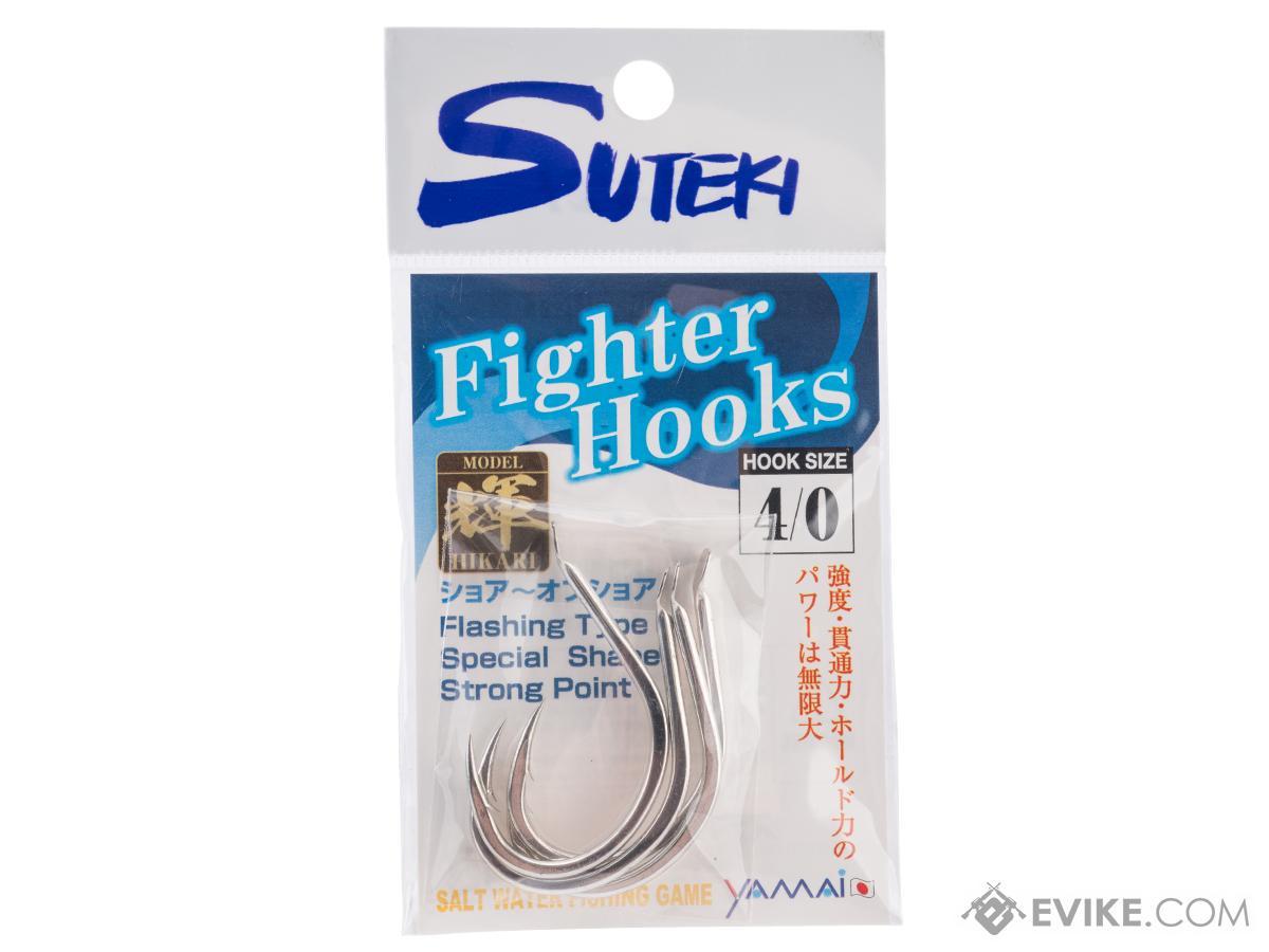 Yamai Suteki Hikari Flashing Fighter Flatted Jigging Hook (Size: 4/0 / 4 Pack)