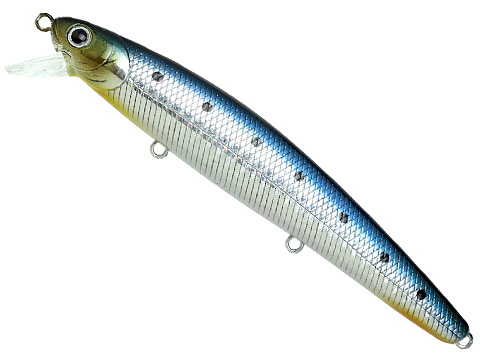 Lucky Craft Flash Minnow 110 CIF Jerkbait, Super Glow OB Pearl White Sardine