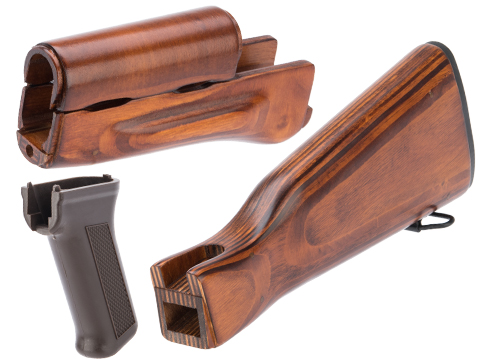 LCT Airsoft Wooden Stock and Grip Set for LCKM Series Airsoft Rifles (Color: Vintage)