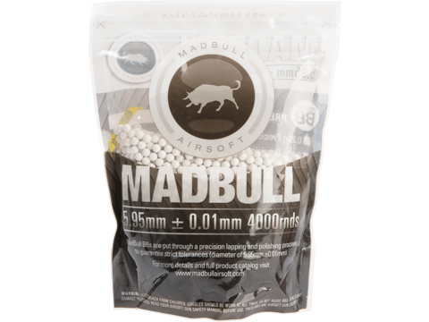 MadBull Premium Match Grade 6mm PLA Biodegradable Airsoft BB (Model: .28g White / 4000rd Bag)