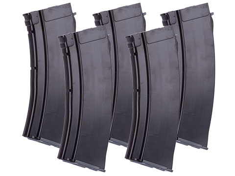 MAG 100 Round Mid-cap Magazine For AK Series Airsoft AEG (Color: Plum / 5.45 Style / Package of 5)