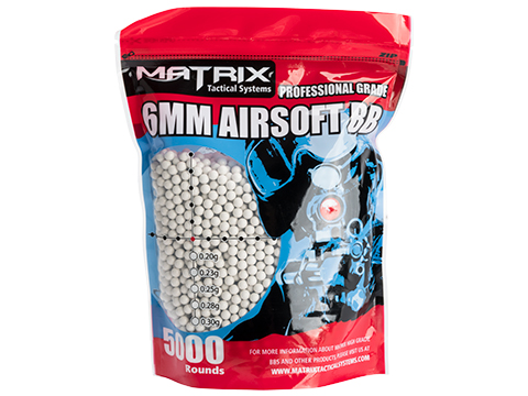 Matrix Match Grade 6mm Airsoft BBs (Color: .28g / 5000 Rounds / White)
