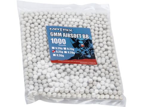 Matrix Match Grade 6mm Airsoft BBs (Color: .25g / 1000 Rounds / White)